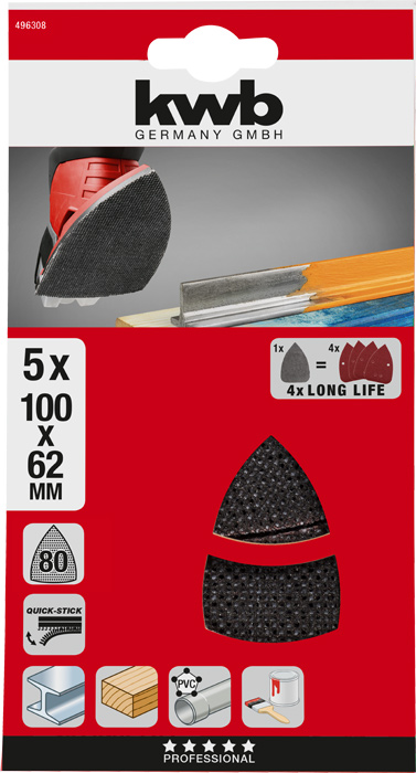  KWB 49496308 Quick-Stick delta brusna mrežica na čičak  100 x 62 x 93 mm, PSM, 180 G (KWB 49496308)