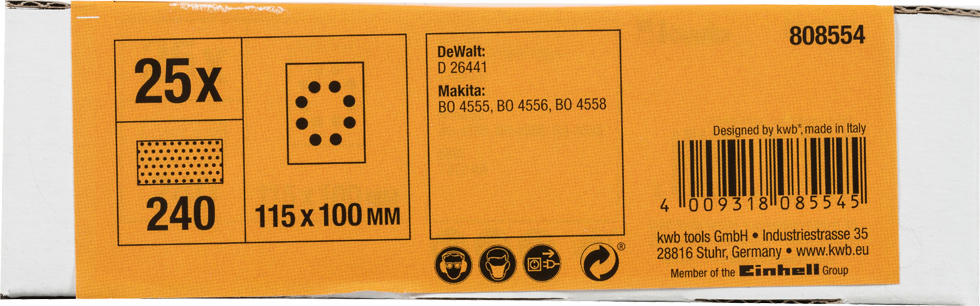  KWB 49808554 brusni papir sa rupama 115 x 100 mm, 25 komada, GR 240 (KWB 49808554)