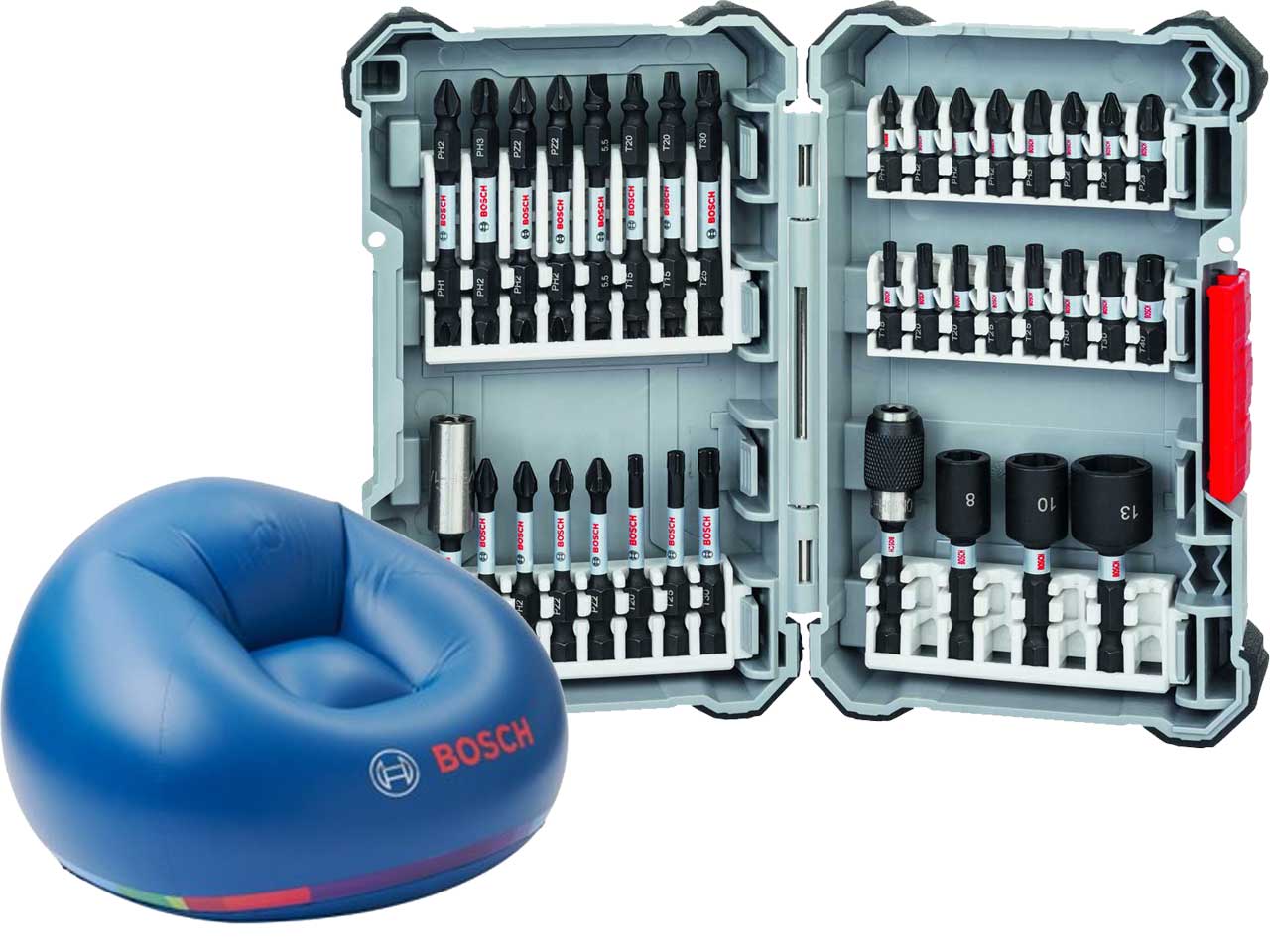 Bosch 2607017597 set bitova i nasadnih ključeva Impact Control, 36 delova + stolica na naduvavanje