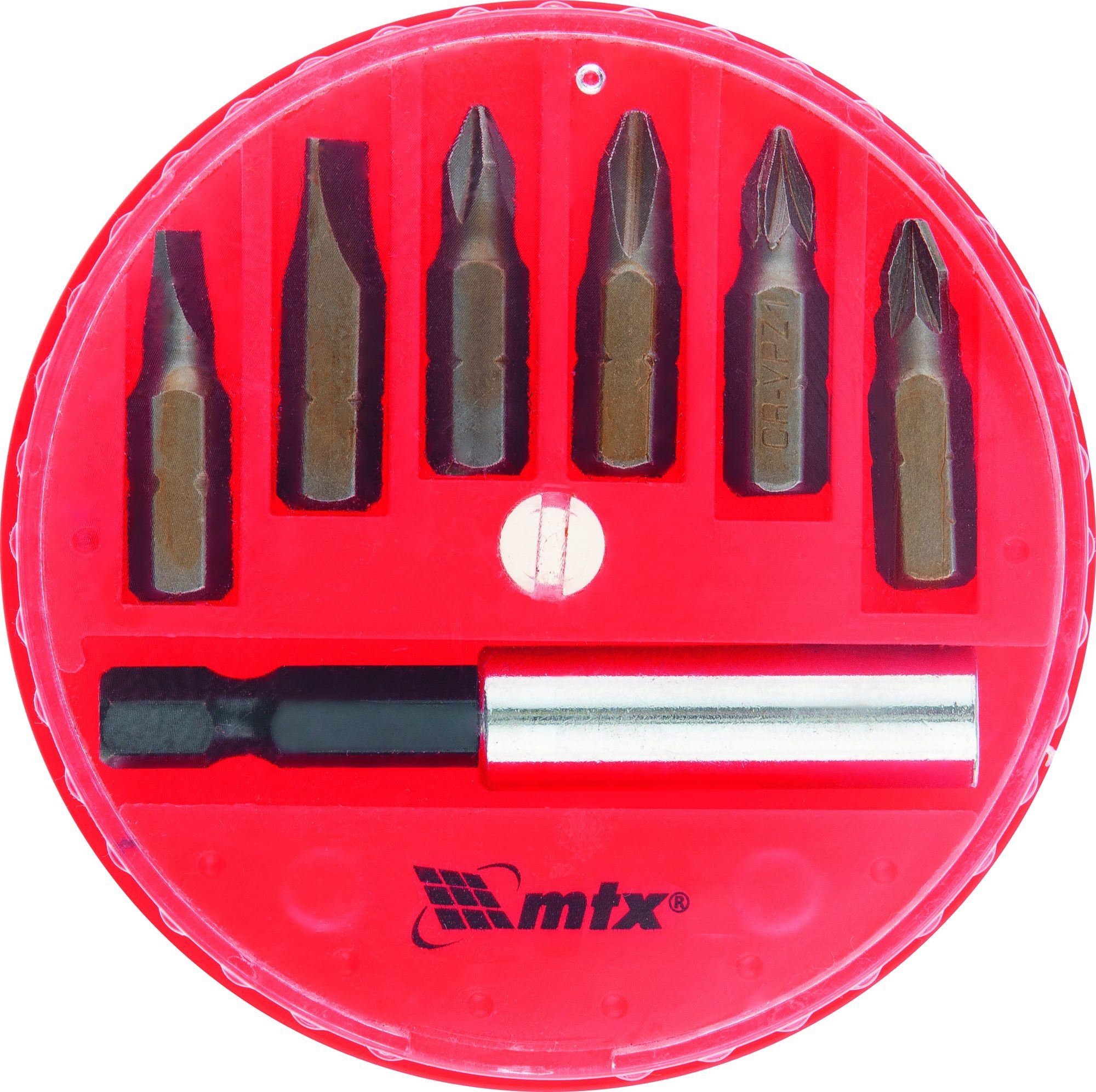 Set bitova sa magnetnim adapterom , 45X čelik, 7 delova u plastičnoj kutiji MTX 113929 (MTX 113929)