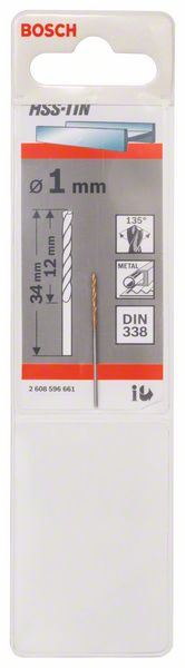 Burgija za metal HSS-TiN, DIN 338 Bosch 2608596661, 1 x 12 x 34 mm (2608596661)