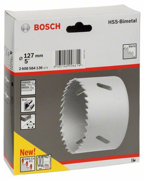 Testera za otvore HSS-bimetal za standardne adaptere Bosch 2608584136, 127 mm, 5