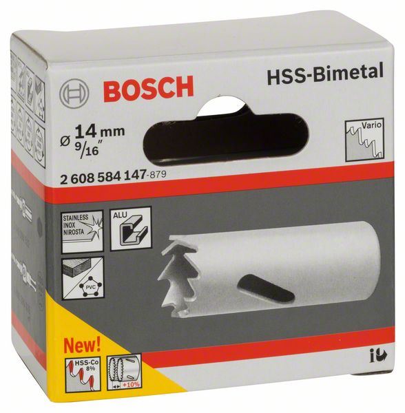 Testera za otvore HSS-bimetal za standardne adaptere Bosch 2608584147, 14 mm, 9/16
