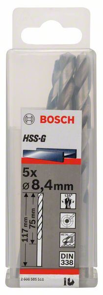 Burgija za metal HSS-G, DIN 338 Bosch 2608585511, 8,4 x 75 x 117 mm (2608585511)
