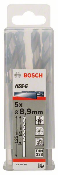 Burgija za metal HSS-G, DIN 338 Bosch 2608585514, 8,9 x 81 x 125 mm (2608585514)