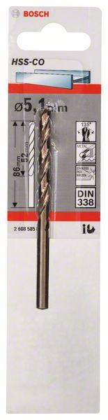 Burgija za metal HSS-Co, DIN 338 Bosch 2608585852, 5,1 x 52 x 86 mm (2608585852)