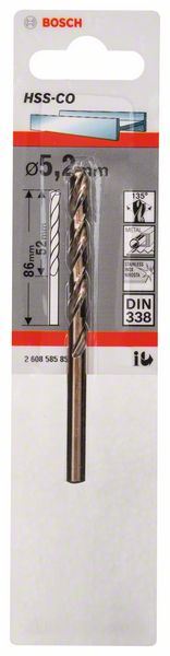 Burgija za metal HSS-Co, DIN 338 Bosch 2608585853, 5,2 x 52 x 86 mm (2608585853)