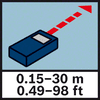 Bosch GLM 30 Merno područje udaljenost 30 m/98 ft Merno područje između 0,15 i 30 m / 0.49 to 98 ft
