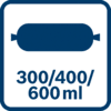 Bosch GCG 18V-600 Kapacitet jastučića 300/400/600 ml